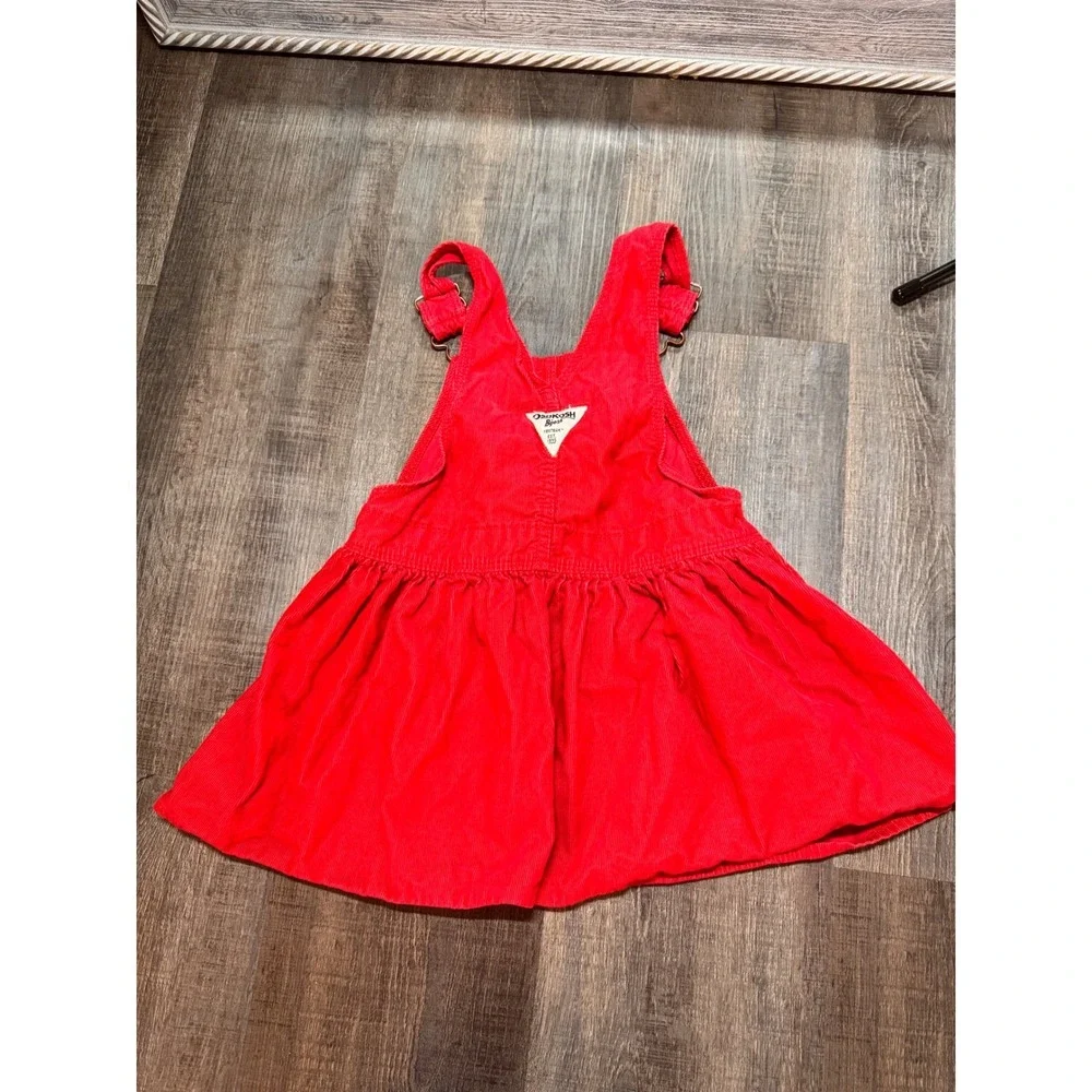 OshKosh Bgosh Toddler Girls Red Corduroy Overall Jumper Dress Size 3T Classic